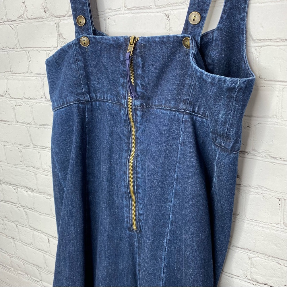 Anthropologie Dark Indigo Blue Denim Midi Dress - Picture 6 of 12